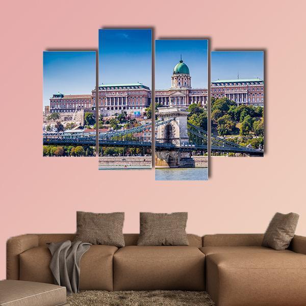 Buda Castle & Bridge Canvas Wall Art-4 Pop-Gallery Wrap-50" x 32"-Tiaracle