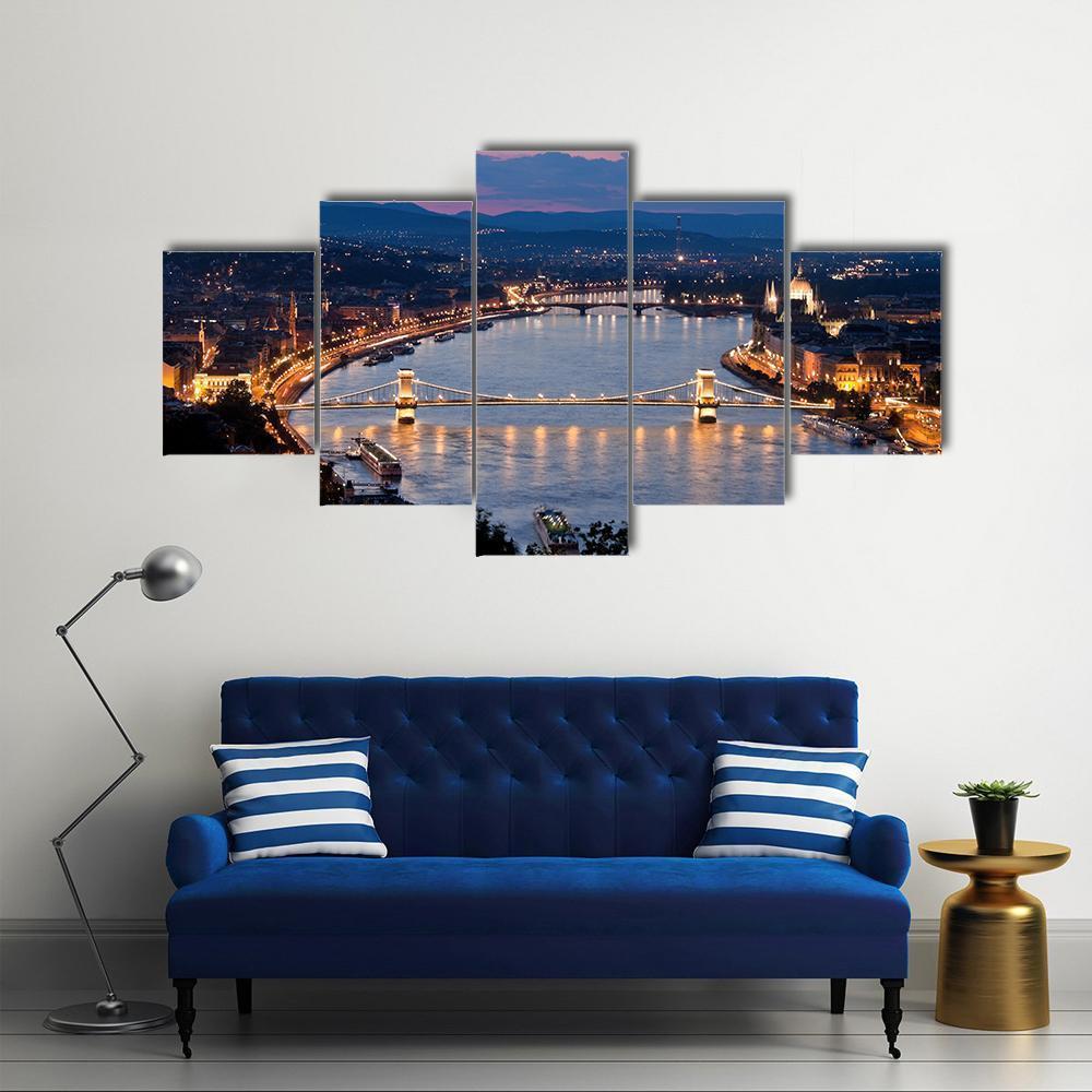 Budapest City Hungry Canvas Wall Art-5 Star-Gallery Wrap-62" x 32"-Tiaracle