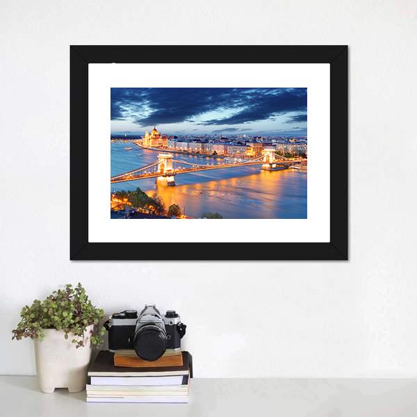 Budapest Cityscape Hungary Canvas Wall Art-1 Piece-Framed Print-30" x 20"-Tiaracle