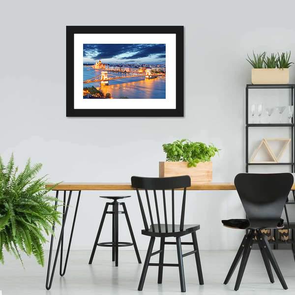 Budapest Cityscape Hungary Panoramic Canvas Wall Art-1 Piece-36" x 12"-Tiaracle