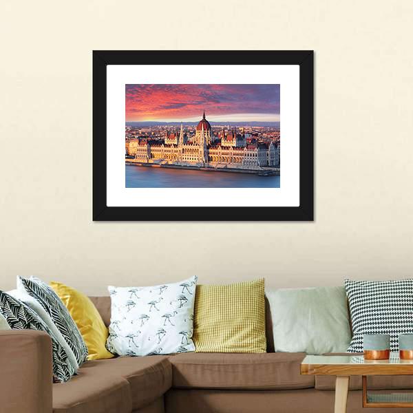 Budapest Parliament Hungary Canvas Wall Art-5 Horizontal-Gallery Wrap-22" x 12"-Tiaracle