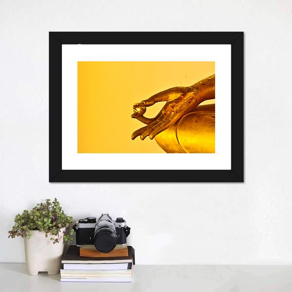 Buddha Statue Hands Canvas Wall Art-1 Piece-Framed Print-20" x 16"-Tiaracle