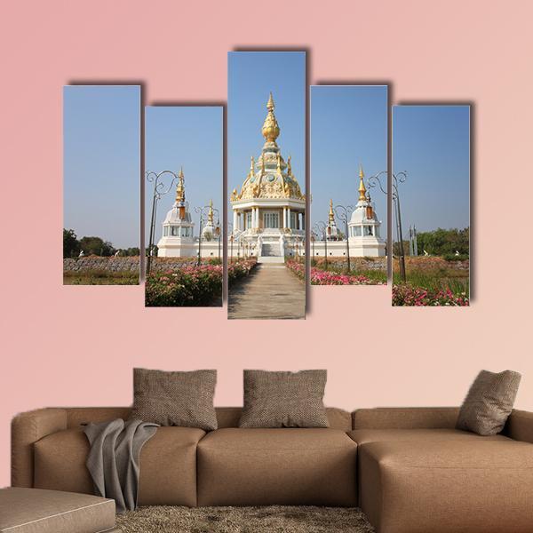 Wat Thung Millionaire Temple Canvas Wall Art-5 Pop-Gallery Wrap-47" x 32"-Tiaracle
