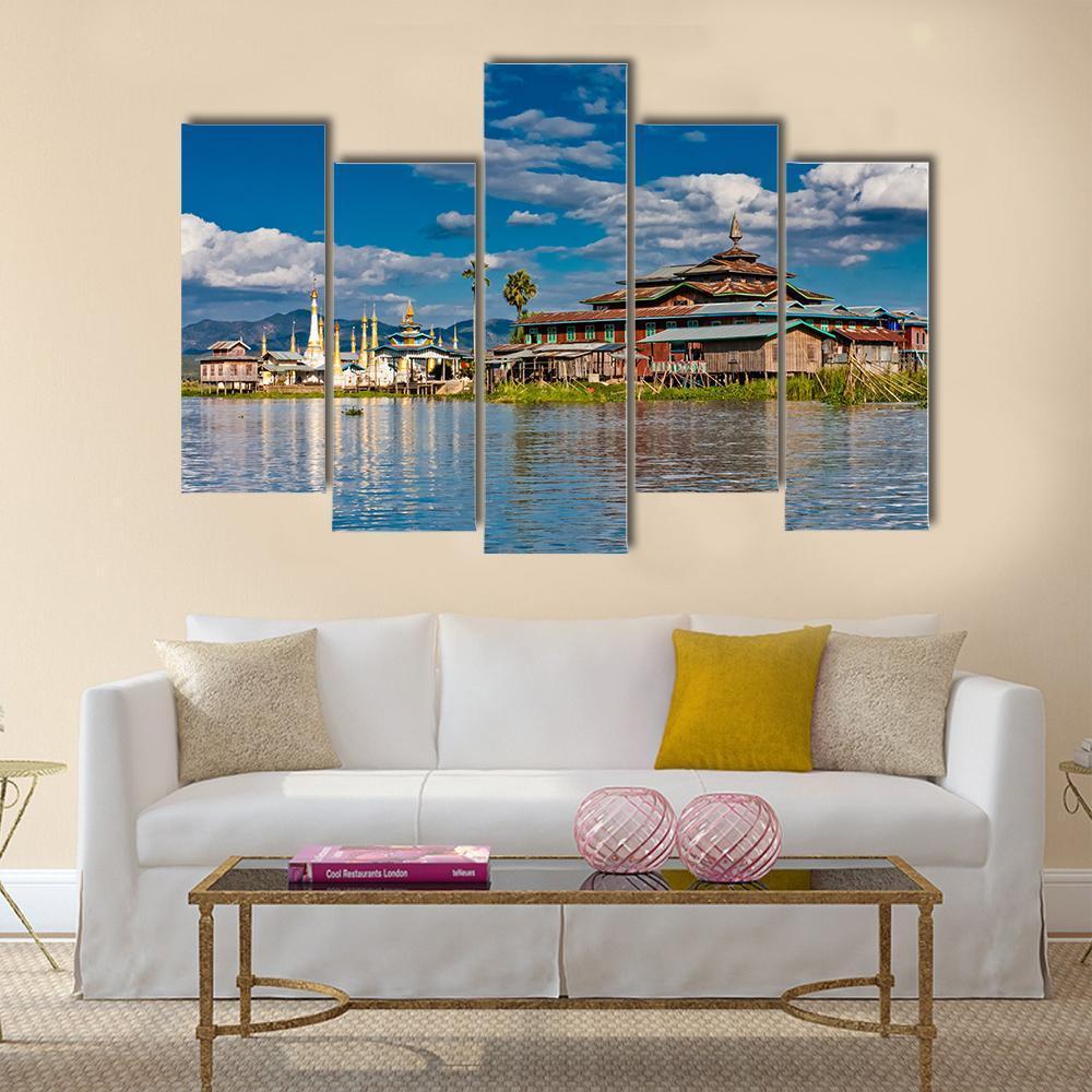 Buddhist Monastery Canvas Wall Art-5 Pop-Gallery Wrap-47" x 32"-Tiaracle