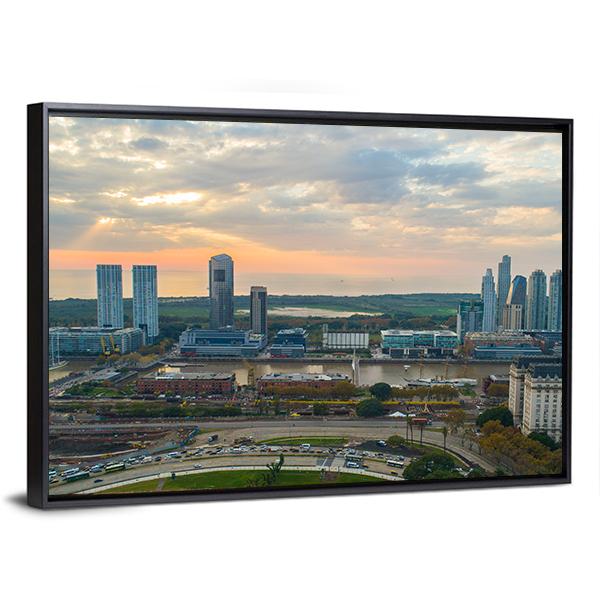 Buenos Aires Cityscape Canvas Wall Art-3 Horizontal-Gallery Wrap-25" x 16"-Tiaracle