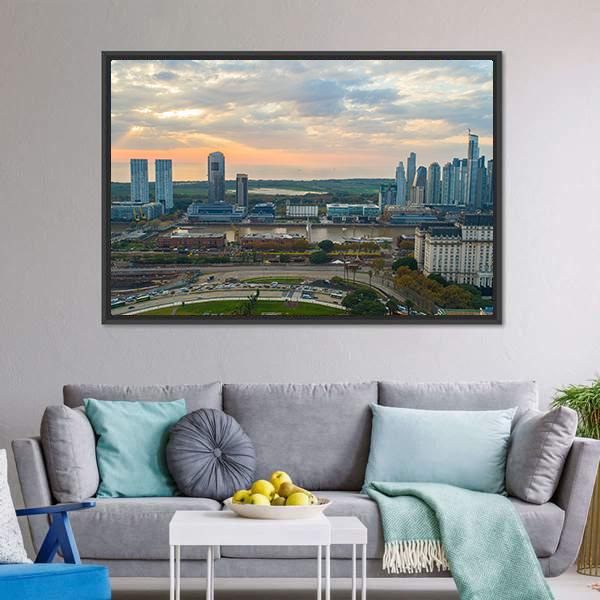 Buenos Aires Cityscape Canvas Wall Art-1 Piece-Floating Frame-24" x 16"-Tiaracle