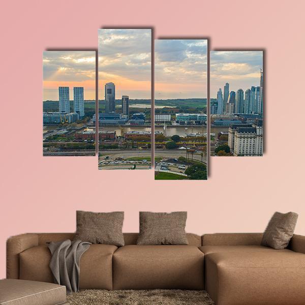 Buenos Aires Cityscape Canvas Wall Art-4 Pop-Gallery Wrap-50" x 32"-Tiaracle