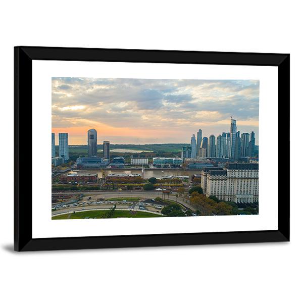 Buenos Aires Cityscape Canvas Wall Art-3 Horizontal-Gallery Wrap-25" x 16"-Tiaracle