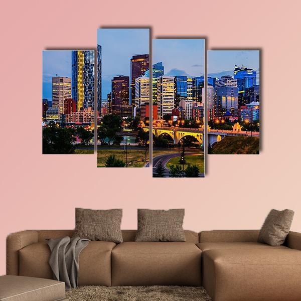 Buildings In Calgary Canvas Wall Art-4 Pop-Gallery Wrap-50" x 32"-Tiaracle