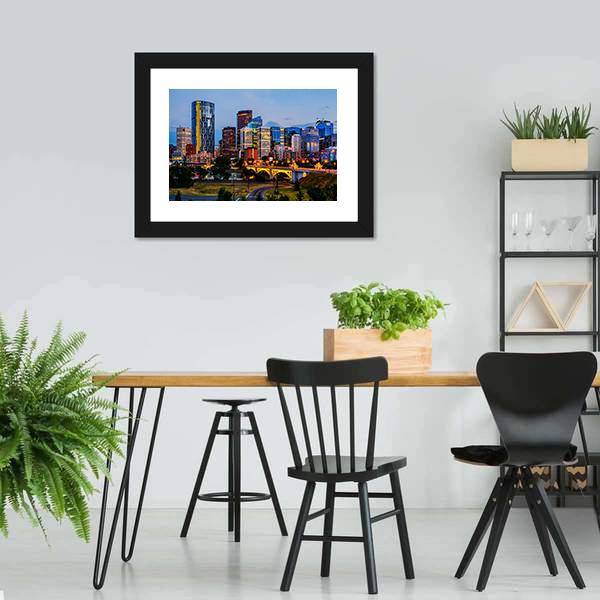 Buildings In Calgary Canvas Wall Art-3 Horizontal-Gallery Wrap-25" x 16"-Tiaracle
