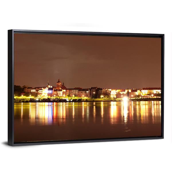 Buildings Near River Wisla Panoramic Canvas Wall Art-1 Piece-36" x 12"-Tiaracle