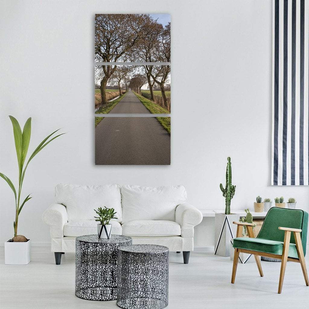 Buitenweg Road Path With Fields Vertical Canvas Wall Art-3 Vertical-Gallery Wrap-12" x 25"-Tiaracle