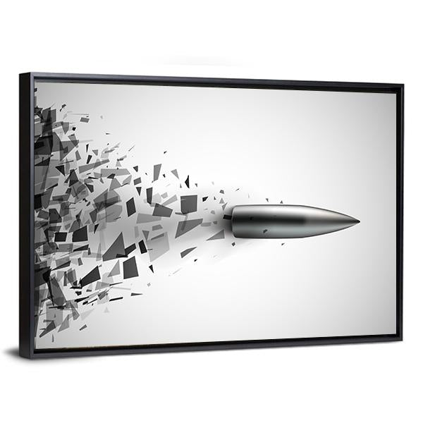 Bullet Shot Smashed The Glass In The Splinters Canvas Wall Art-5 Horizontal-Gallery Wrap-22" x 12"-Tiaracle