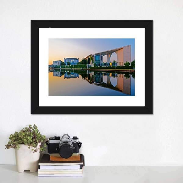 Bundeskanzleramt In Berlin Canvas Wall Art-1 Piece-Framed Print-20" x 16"-Tiaracle