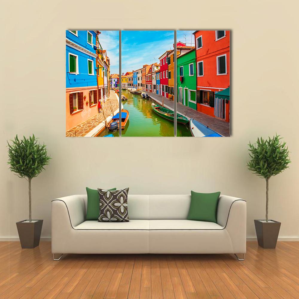 Burano Island In The Venetian Lagoon Canvas Wall Art-3 Horizontal-Gallery Wrap-25" x 16"-Tiaracle