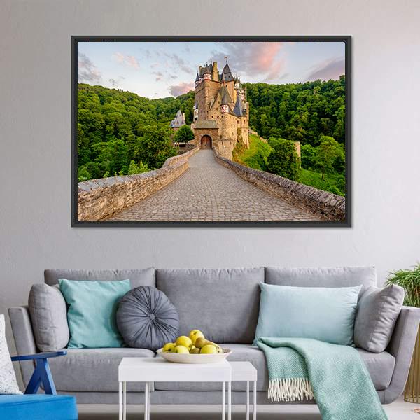 Burg Eltz Castle Germany Canvas Wall Art-1 Piece-Floating Frame-24" x 16"-Tiaracle