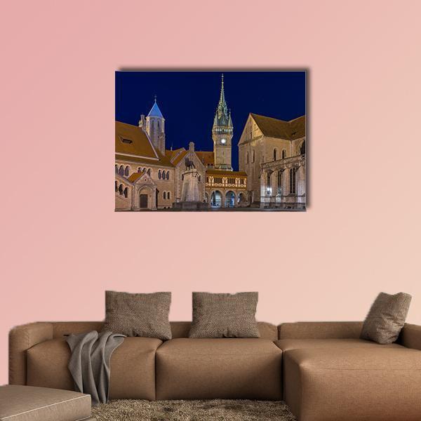 Braunschweig At Evening Canvas Wall Art-1 Piece-Gallery Wrap-48" x 32"-Tiaracle