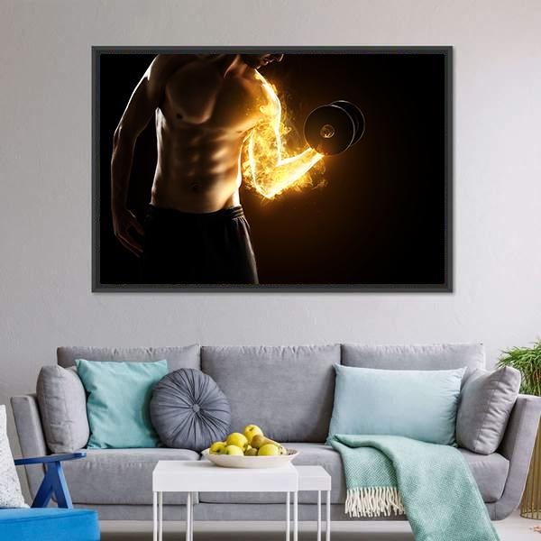 Burning Muscles Canvas Wall Art-1 Piece-Floating Frame-24" x 16"-Tiaracle