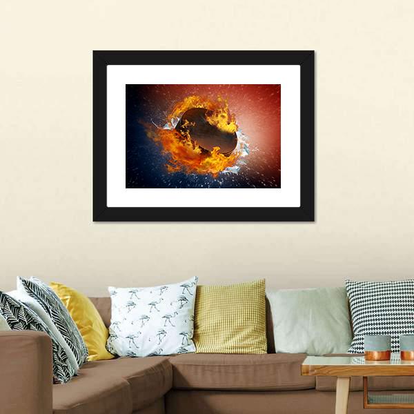 Burning Puck Canvas Wall Art-5 Horizontal-Gallery Wrap-22" x 12"-Tiaracle