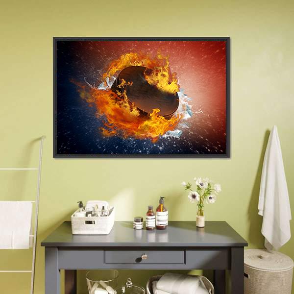 Burning Puck Canvas Wall Art-3 Horizontal-Gallery Wrap-25" x 16"-Tiaracle