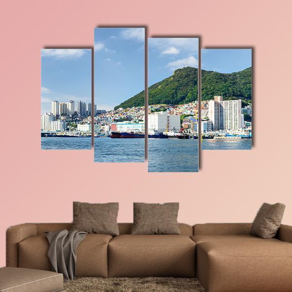 Busan City With Lake Canvas Wall Art-4 Pop-Gallery Wrap-50" x 32"-Tiaracle