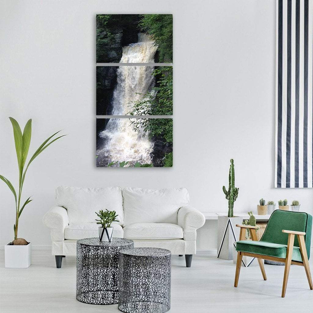 Bushkill Falls Vertical Canvas Wall Art-3 Vertical-Gallery Wrap-12" x 25"-Tiaracle