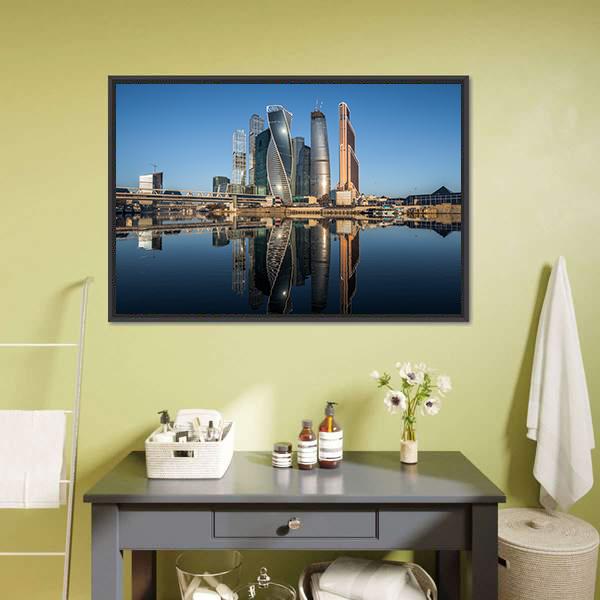 Business Center In Moscow Canvas Wall Art-3 Horizontal-Gallery Wrap-25" x 16"-Tiaracle