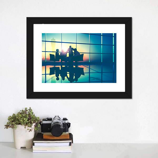 Business Meeting Canvas Wall Art-1 Piece-Framed Print-20" x 16"-Tiaracle