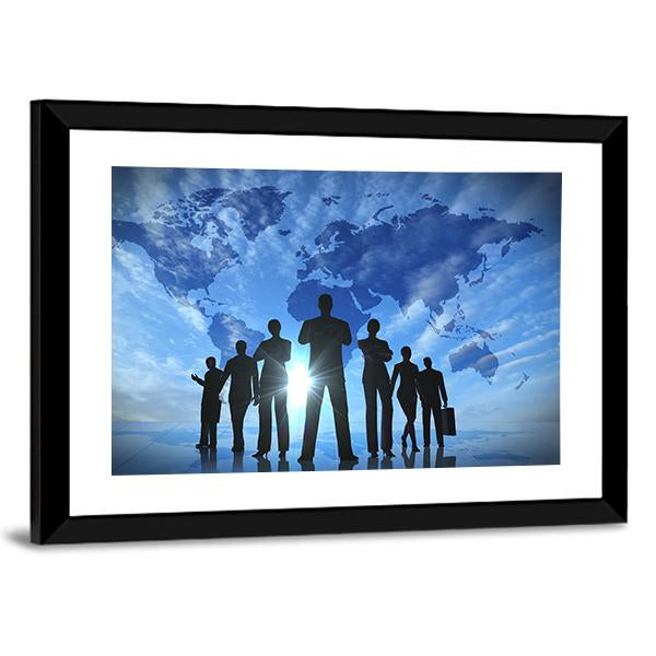 Business People Silhouettes Canvas Wall Art-5 Horizontal-Gallery Wrap-22" x 12"-Tiaracle