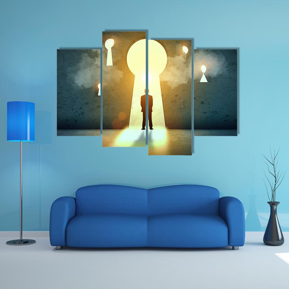 Businessman Silhouette Canvas Wall Art-4 Pop-Gallery Wrap-50" x 32"-Tiaracle