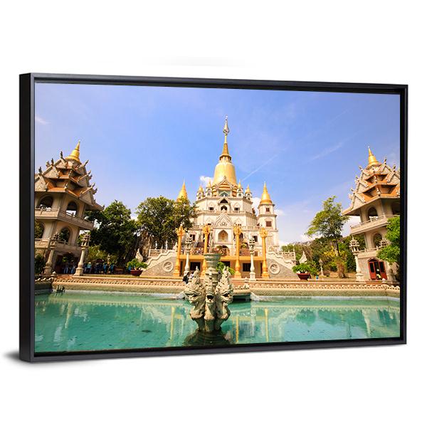 Buu Long Pagoda Canvas Wall Art-3 Horizontal-Gallery Wrap-25" x 16"-Tiaracle