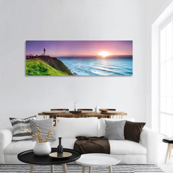 Byron Bay Lighthouse Panoramic Canvas Wall Art-1 Piece-36" x 12"-Tiaracle