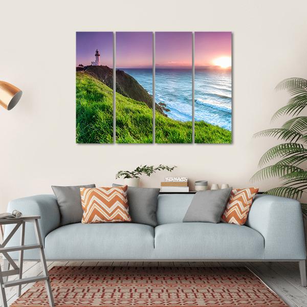 Byron Bay Lighthouse Canvas Wall Art-4 Horizontal-Gallery Wrap-34" x 24"-Tiaracle