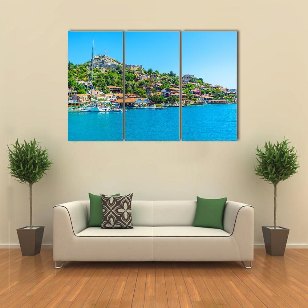 Byzantine Castle & Village Canvas Wall Art-3 Horizontal-Gallery Wrap-37" x 24"-Tiaracle