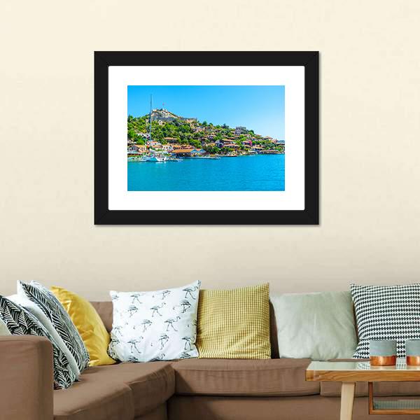 Byzantine Castle & Village Canvas Wall Art-3 Horizontal-Gallery Wrap-25" x 16"-Tiaracle