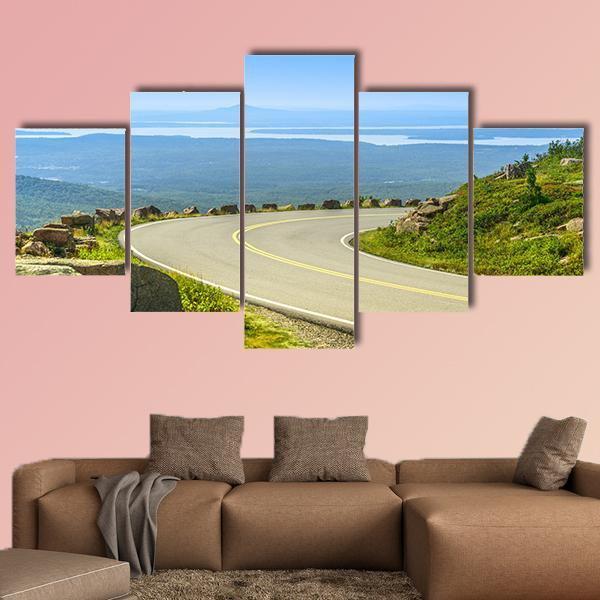 Cadillac Mountain Drive Canvas Wall Art-5 Star-Gallery Wrap-62" x 32"-Tiaracle