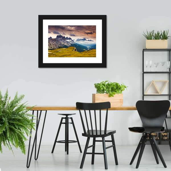 Cadini di Misurina Mountain Range In South Tyrol Panoramic Canvas Wall Art-1 Piece-36" x 12"-Tiaracle
