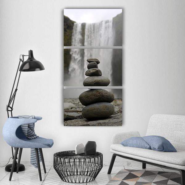 Cairn Waterfall Vertical Canvas Wall Art-3 Vertical-Gallery Wrap-12" x 25"-Tiaracle