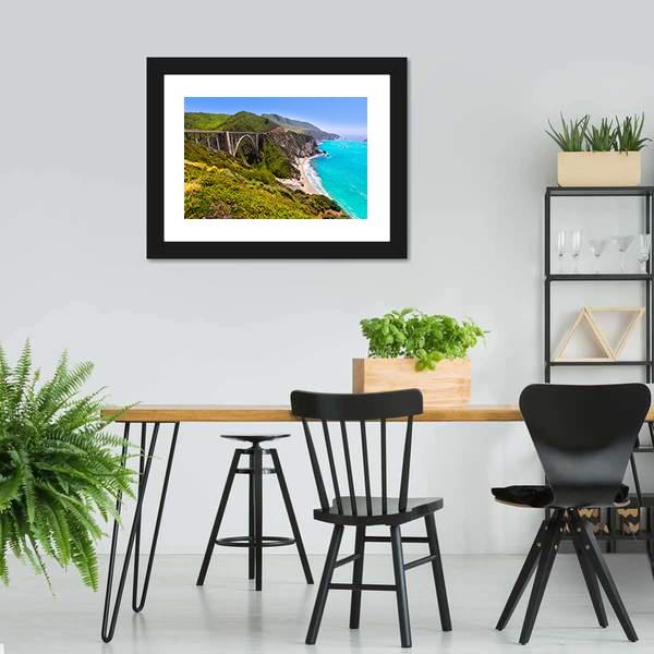 California Bixby Bridge Canvas Wall Art-3 Horizontal-Gallery Wrap-25" x 16"-Tiaracle
