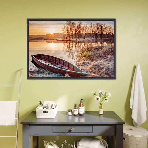 Calm Water Of Lake Canvas Wall Art-3 Horizontal-Gallery Wrap-25" x 16"-Tiaracle