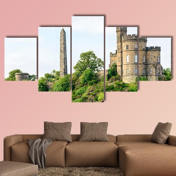 Calton Hill In Edinburgh Canvas Wall Art-5 Star-Gallery Wrap-62" x 32"-Tiaracle