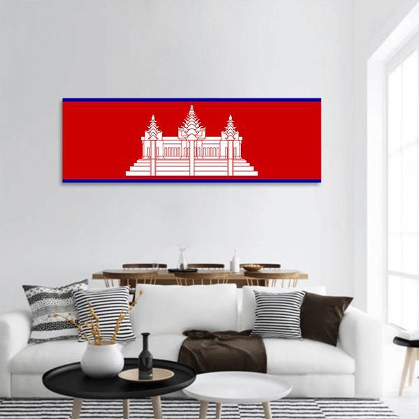 Cambodia Flag Panoramic Canvas Wall Art-1 Piece-36" x 12"-Tiaracle
