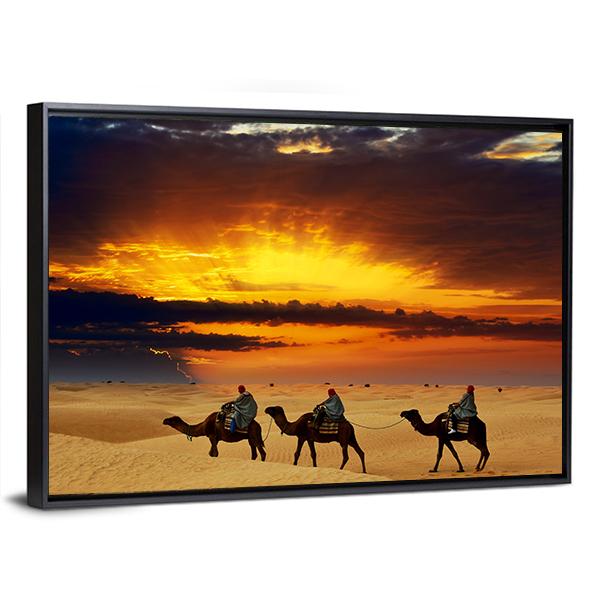 Camel Caravan Panoramic Canvas Wall Art-1 Piece-36" x 12"-Tiaracle