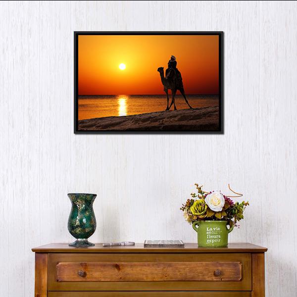Camel Silhouette Canvas Wall Art-1 Piece-Floating Frame-24" x 16"-Tiaracle
