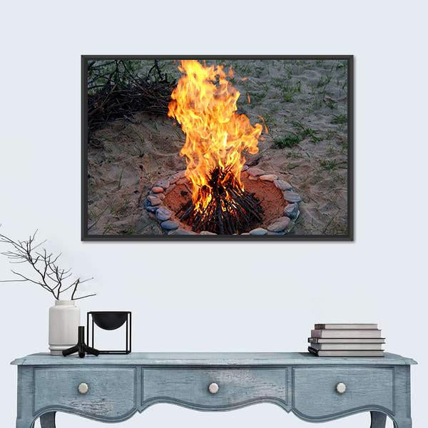 Campfire Canvas Wall Art-1 Piece-Floating Frame-24" x 16"-Tiaracle
