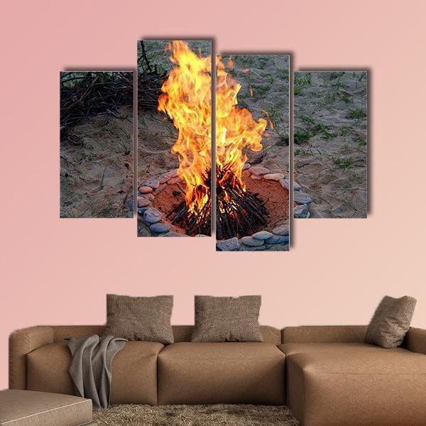 Campfire Canvas Wall Art-4 Pop-Gallery Wrap-50" x 32"-Tiaracle