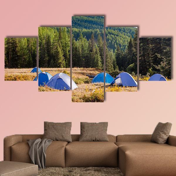 Camping Tents Canvas Wall Art-5 Star-Gallery Wrap-62" x 32"-Tiaracle