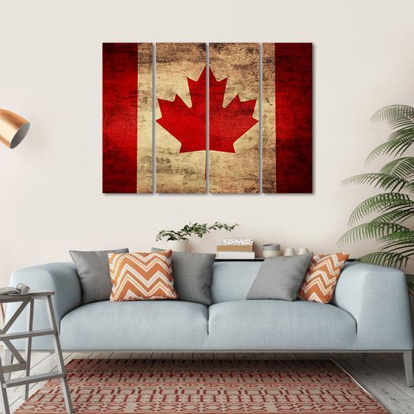 Grunge Canadian Flag Canvas Wall Art-4 Horizontal-Gallery Wrap-34" x 24"-Tiaracle