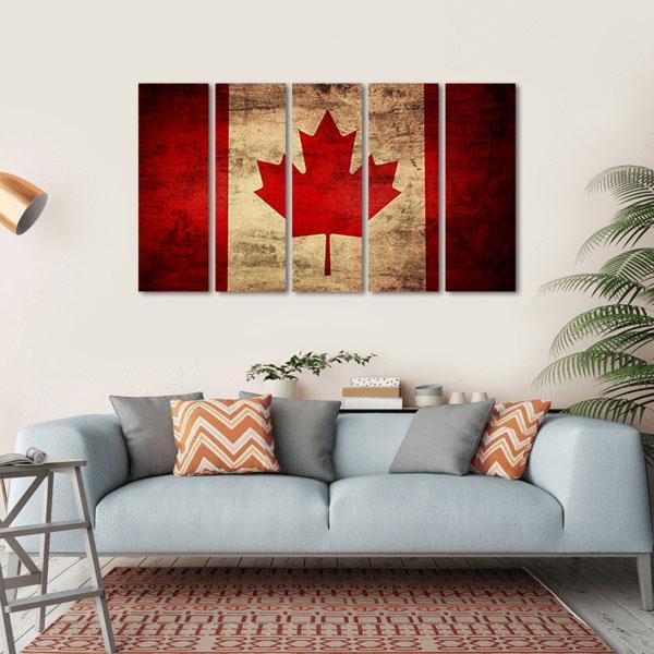 Grunge Canadian Flag Canvas Wall Art-5 Horizontal-Gallery Wrap-22" x 12"-Tiaracle