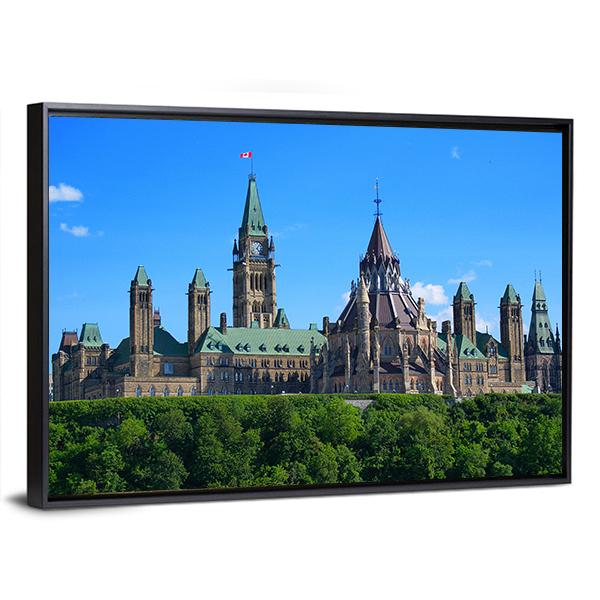 Canadian Parliament Canvas Wall Art-3 Horizontal-Gallery Wrap-25" x 16"-Tiaracle